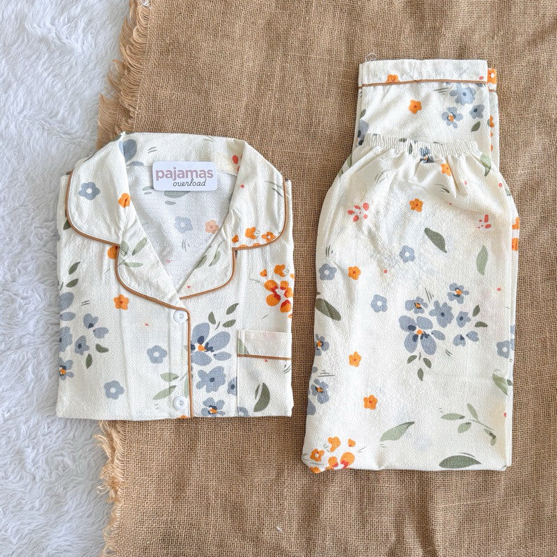 TINA | bubble gauze shortsleeves top + pants sleepwear pajama set | PajamasOverload