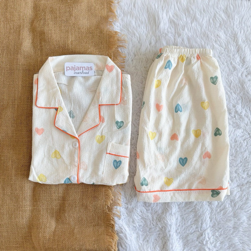 KITTY | bubble/crumpled shortsleeves + shorts sleepwear pajama set | PajamasOverload