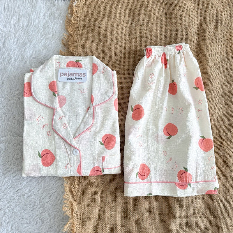 KITTY | bubble/crumpled shortsleeves + shorts sleepwear pajama set | PajamasOverload