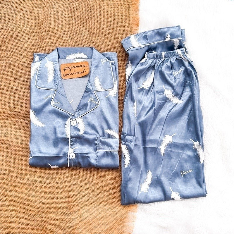 MIKE SATIN | men’s satin shortsleeves + pants sleepwear pajama set | PajamasOverload