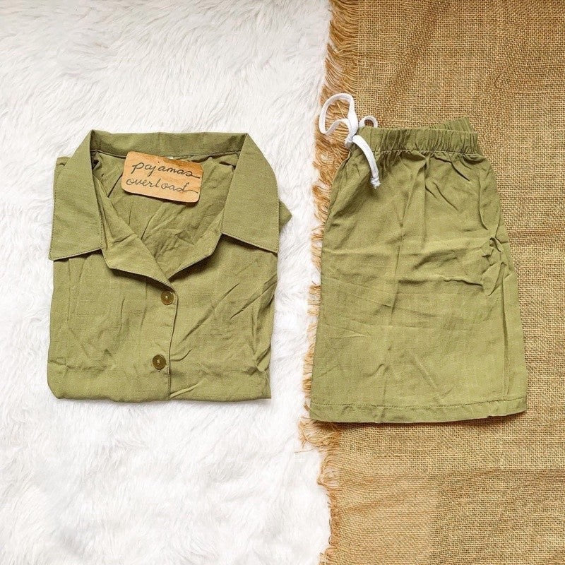 JOY | soft linen shortsleeves buttondown + shorts | PajamasOverload