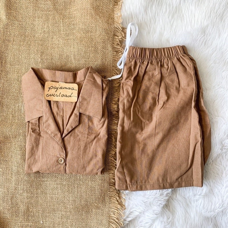 JOY | premium linen shortsleeves top + shorts loungewear sleepwear set | PajamasOverload