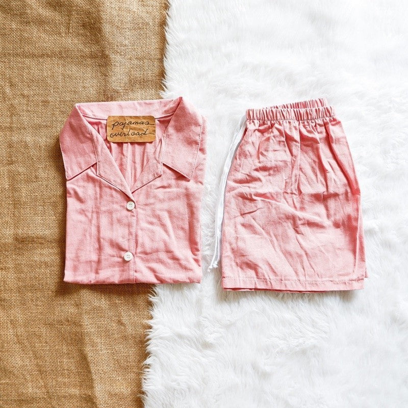 JOY | premium linen shortsleeves top + shorts loungewear sleepwear set | PajamasOverload