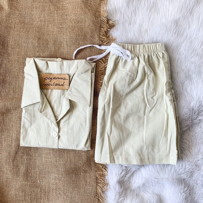 JOY | premium linen shortsleeves top + shorts loungewear sleepwear set | PajamasOverload