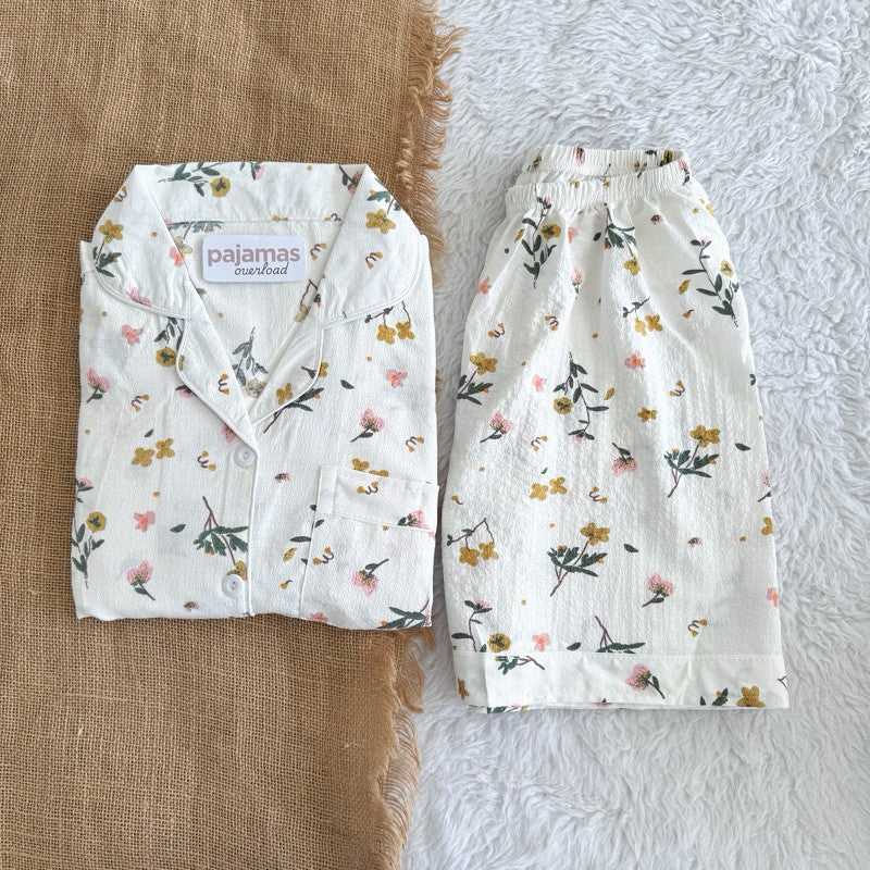 KITTY | bubble/crumpled shortsleeves + shorts sleepwear pajama set | PajamasOverload