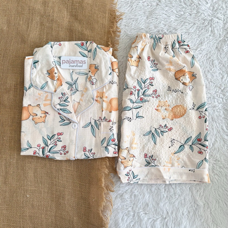 KITTY | bubble/crumpled shortsleeves + shorts sleepwear pajama set | PajamasOverload