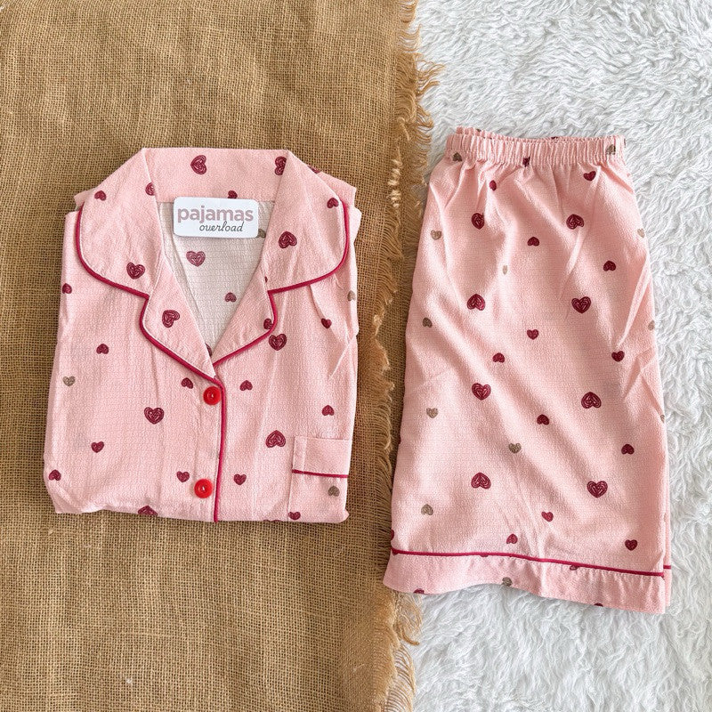 KITTY | bubble/crumpled shortsleeves + shorts sleepwear pajama set | PajamasOverload