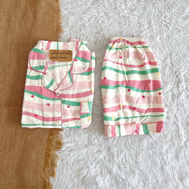 KITTY | bubble/crumpled shortsleeves + shorts sleepwear pajama set | PajamasOverload