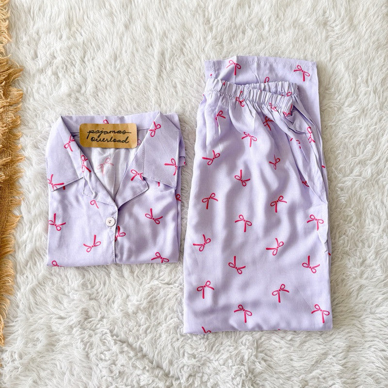 MERLIN | soft linen/Challis shortsleeves + pants sleepwear pajama set | PajamasOverload