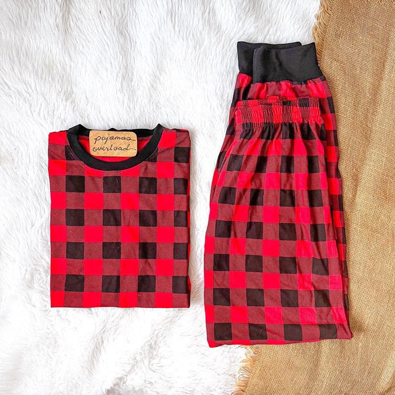 LEE CHRISTMAS | cotton jersey/waffle tshirt top + pants sleepwear pajama set | PajamasOverload