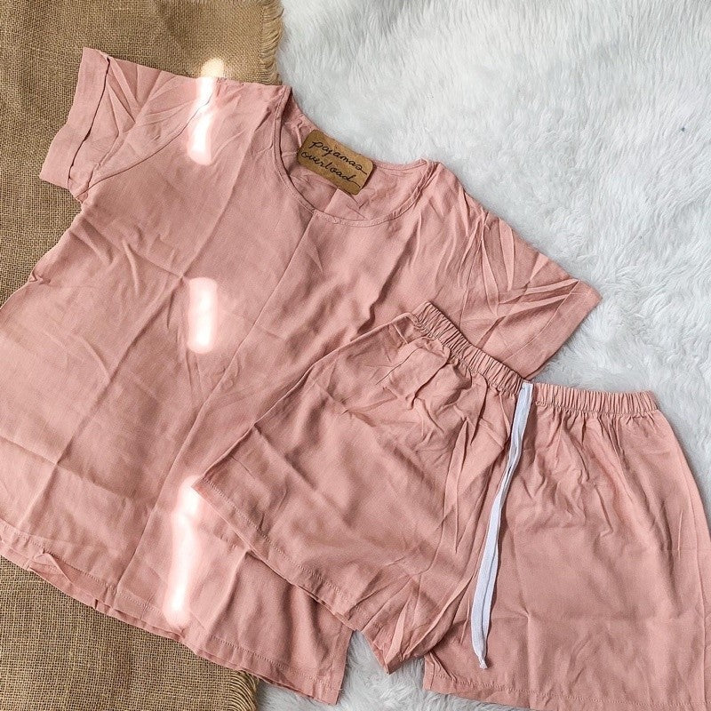 LIZ | soft linen oversized shirt + shorts loungewear pajama set | PajamasOverload