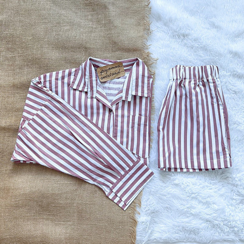 REI SET | cotton linen longsleeves oversized top + shorts loungewear set | PajamasOverload