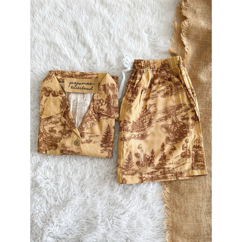 JOY LIMITED PRINT | challis/softlinen shortsleeves + shorts sleepwear pajama set | PajamasOverload