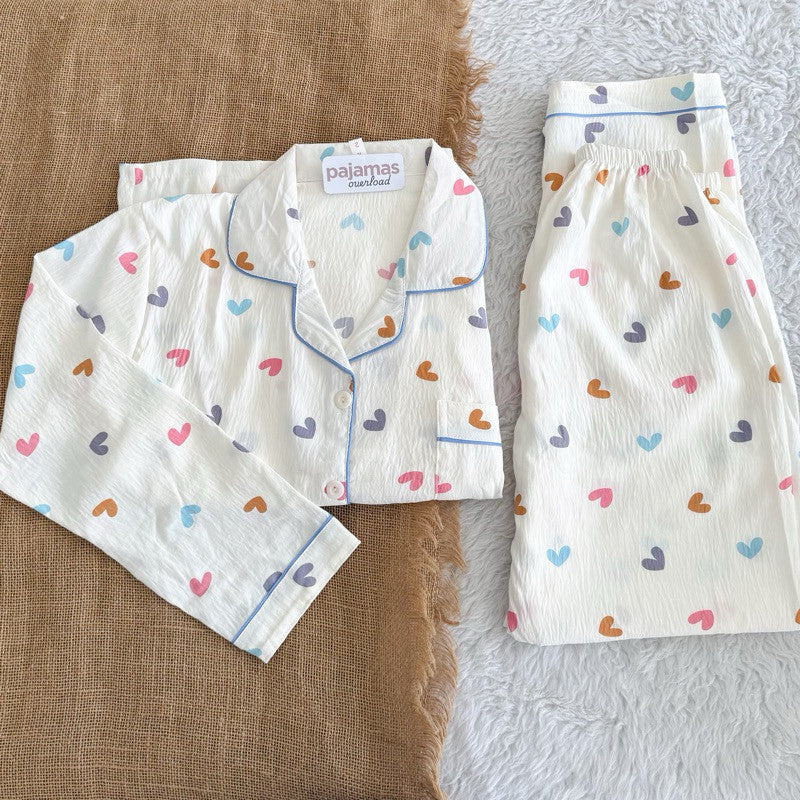 KAWAII | crumpled longsleeves + pants sleepwear pajama set | PajamasOverload