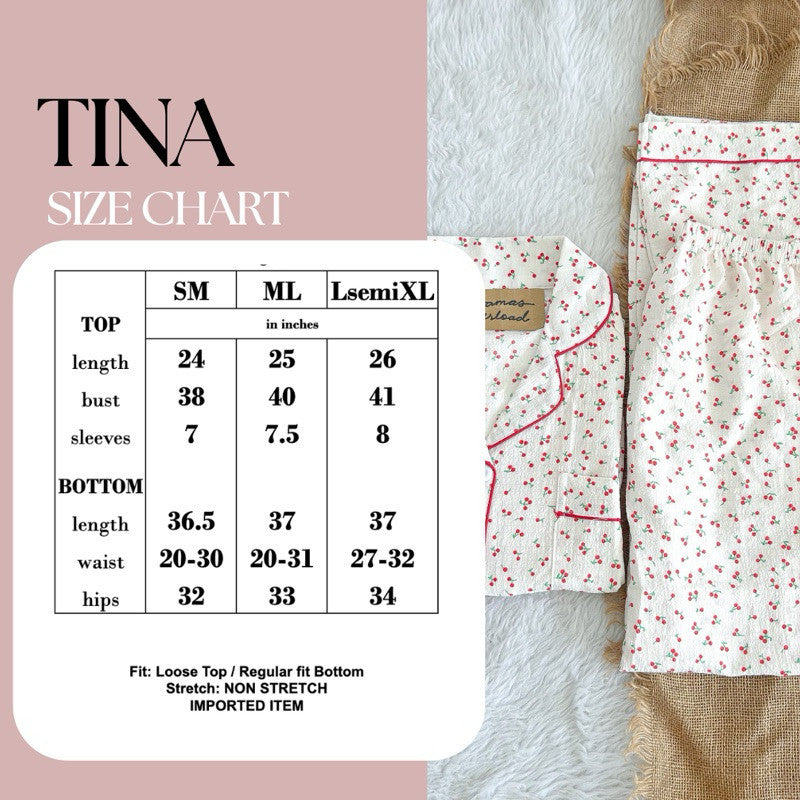 TINA | crumpled shortsleeves top + pants sleepwear pajama set | PajamasOverload