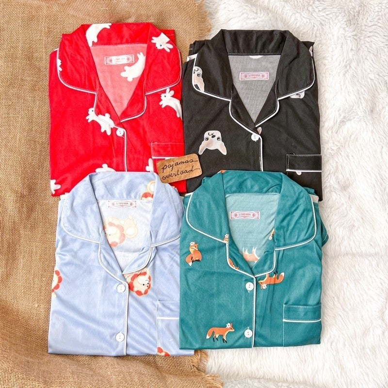 JOEY | polycotton shortsleeves top + pants pajama sleepwear set | PajamasOverload