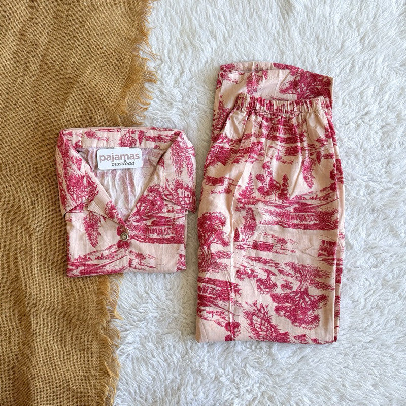 MERLIN | soft linen/Challis shortsleeves + pants sleepwear pajama set | PajamasOverload