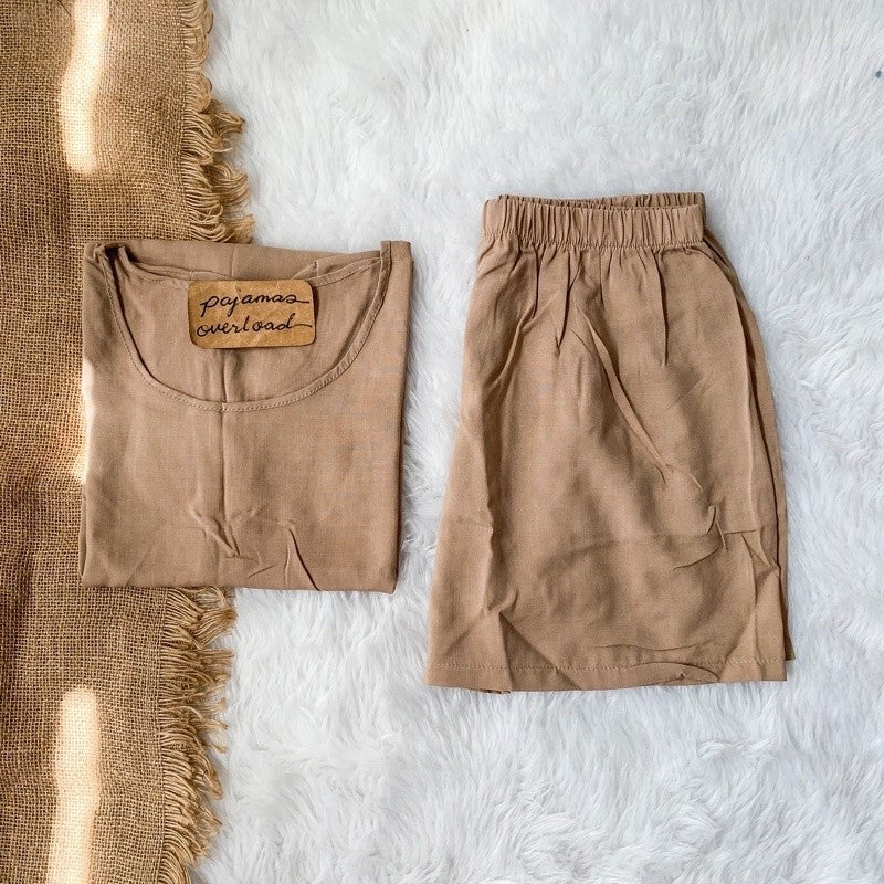 LIZ | soft linen oversized shirt + shorts loungewear pajama set | PajamasOverload