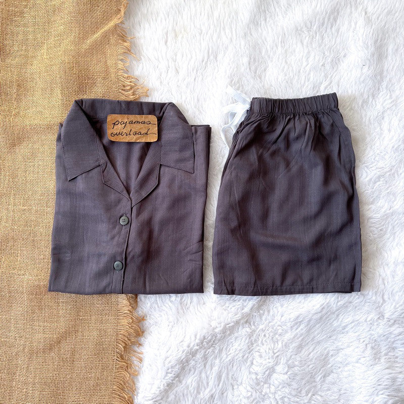 JOY | soft linen shortsleeves buttondown + shorts | PajamasOverload