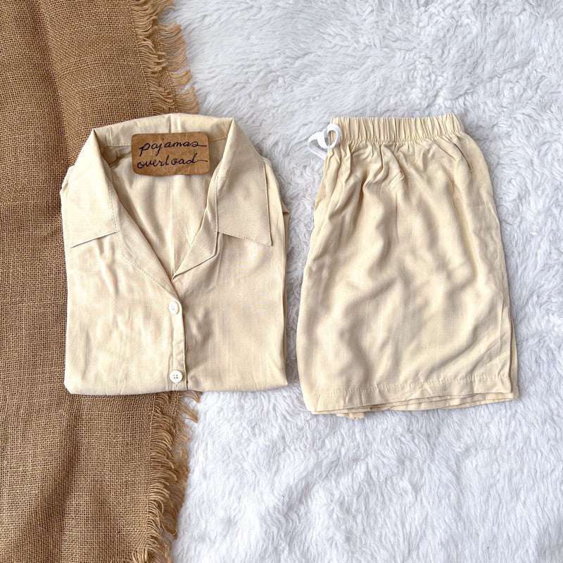 JOY | soft linen shortsleeves buttondown + shorts | PajamasOverload