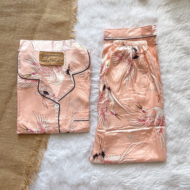 PHOEBE | satin shortsleeves + pants sleepwear pajama set | PajamasOverload