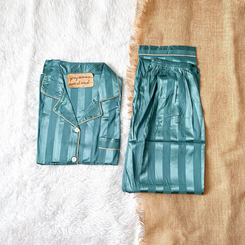 PHOEBE | satin shortsleeves + pants pajama set | PajamasOverload