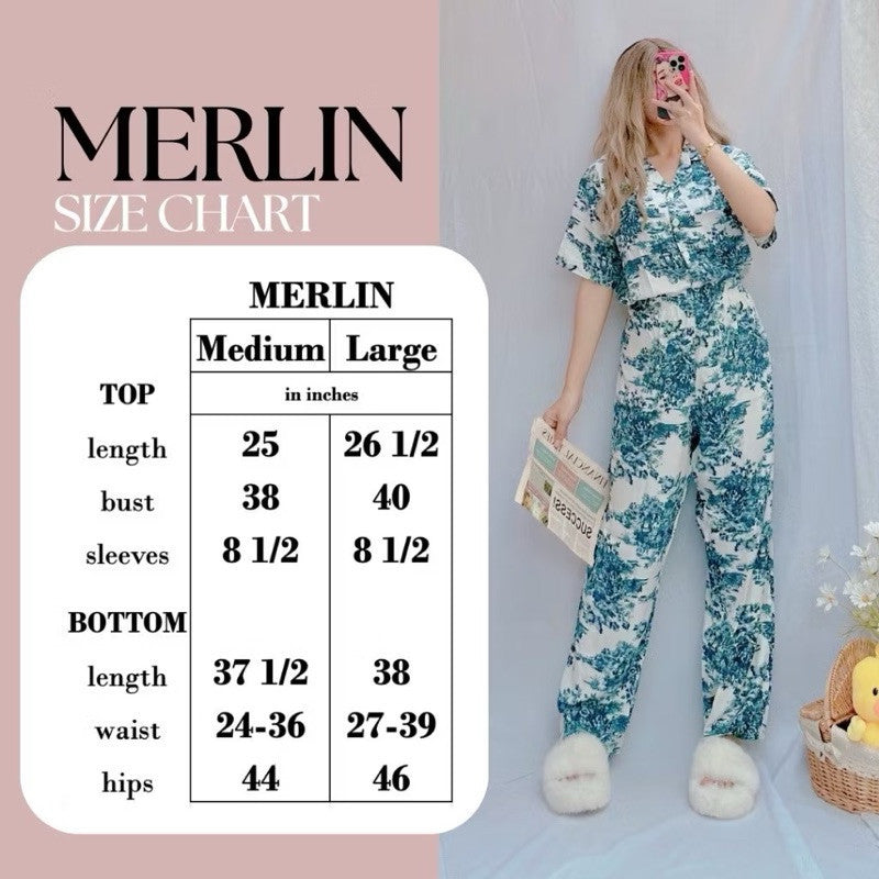MERLIN | korean woven shortsleeves + pants sleepwear pajama set | PajamasOverload