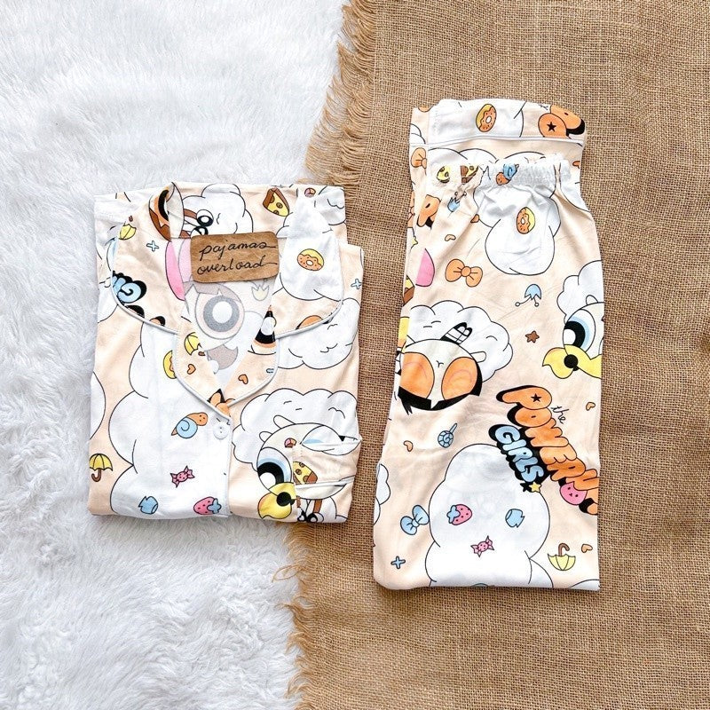 JOEY | polycotton shortsleeves top + pants pajama sleepwear set | PajamasOverload