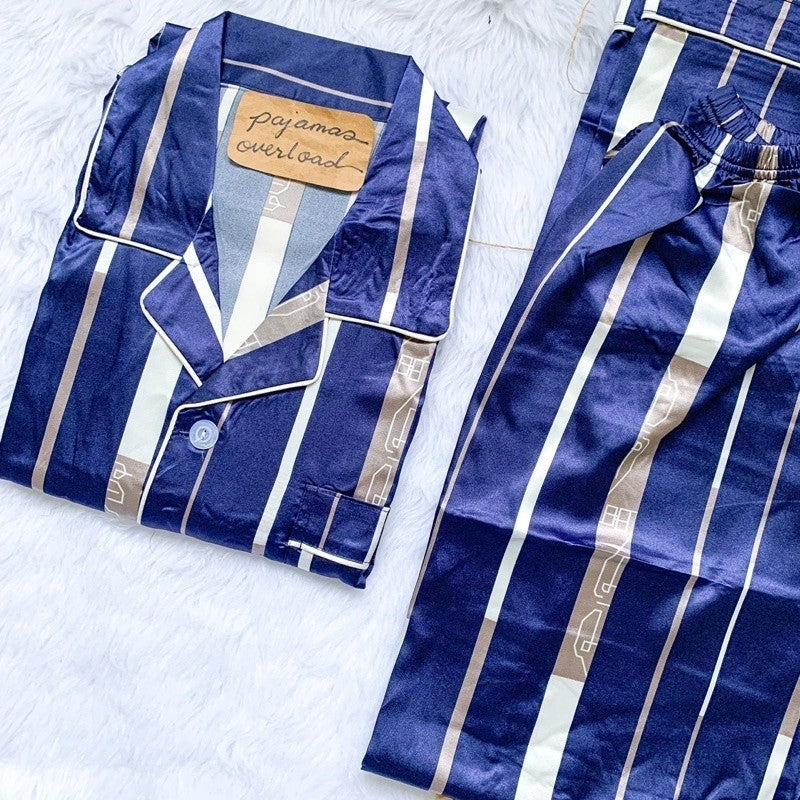 MIKE SATIN | men’s satin shortsleeves + pants sleepwear pajama set | PajamasOverload