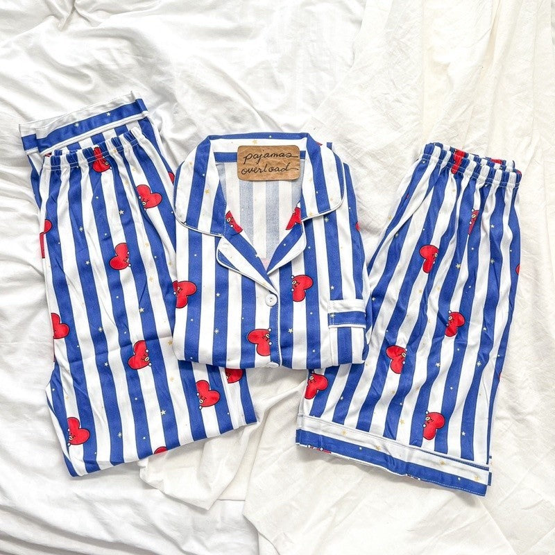 MARSHALL | polycotton 3in1 shortsleeves + shorts + pants pajama sleepwear set | PajamasOverload