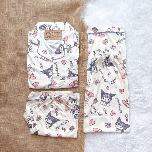 MARSHALL | polycotton 3in1 shortsleeves + shorts + pants pajama sleepwear set | PajamasOverload