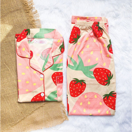JOEY | polycotton shortsleeves top + pants sleepwear pajama set | PajamasOverload