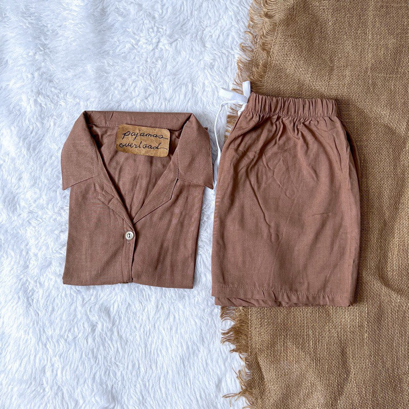 JOY | soft linen shortsleeves buttondown + shorts | PajamasOverload
