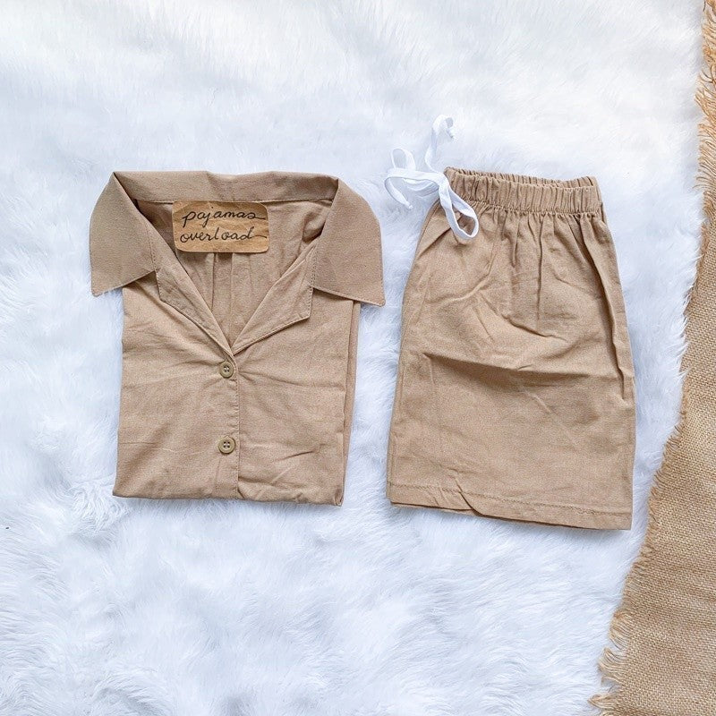 JOY | premium linen shortsleeves top + shorts loungewear sleepwear set | PajamasOverload