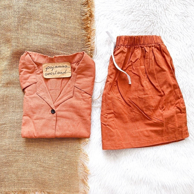 JOY | premium linen shortsleeves top + shorts loungewear sleepwear set | PajamasOverload