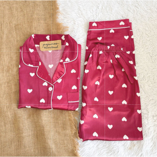PHOEBE | satin shortsleeves + pants sleepwear pajama set | PajamasOverload