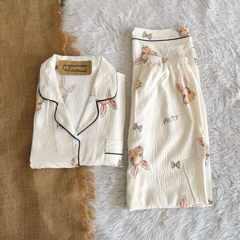 TINA | crumpled shortsleeves top + pants sleepwear pajama set | PajamasOverload