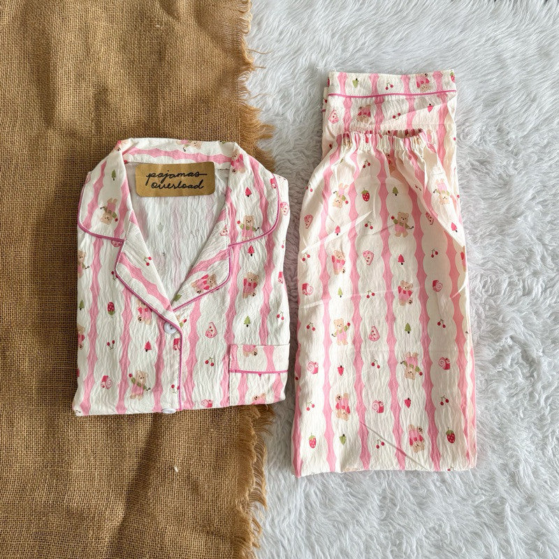 TINA | crumpled shortsleeves top + pants sleepwear pajama set | PajamasOverload
