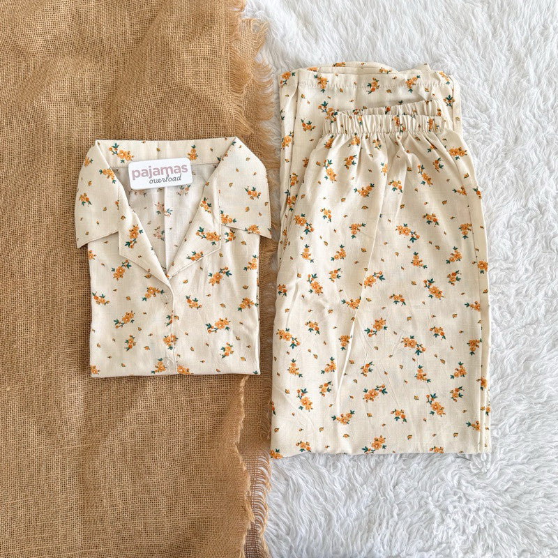 MERLIN | soft linen/Challis shortsleeves + pants sleepwear pajama set | PajamasOverload