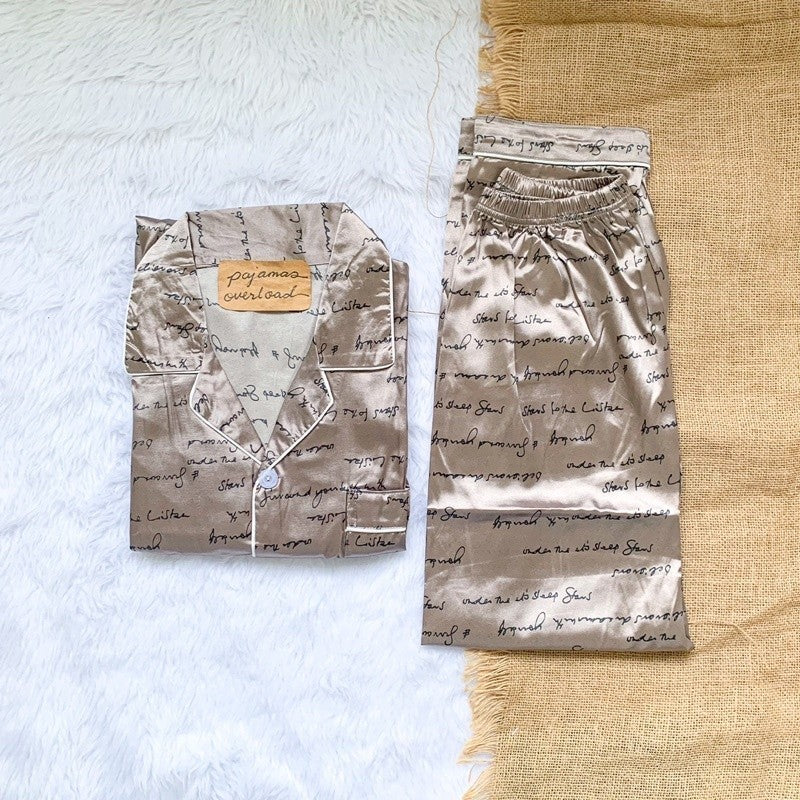 MIKE SATIN | men’s satin shortsleeves + pants sleepwear pajama set | PajamasOverload