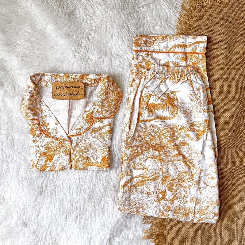 FELICITY LIMITED | soft linen shortsleeves + pants sleepwear pajama set | PajamasOverload