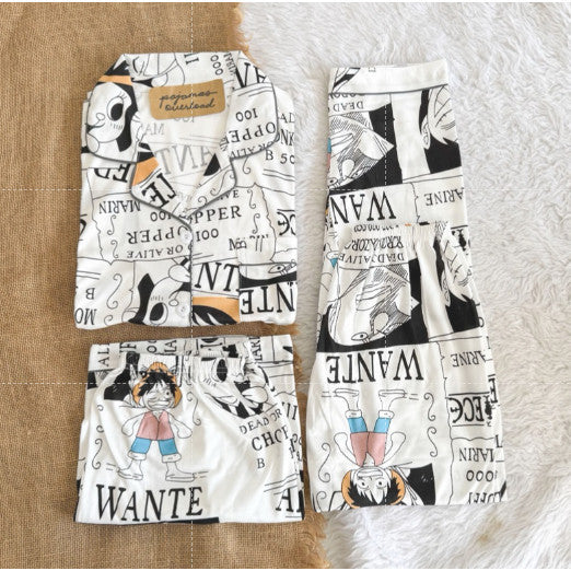 MARSHALL | polycotton 3in1 shortsleeves + shorts + pants pajama sleepwear set | PajamasOverload