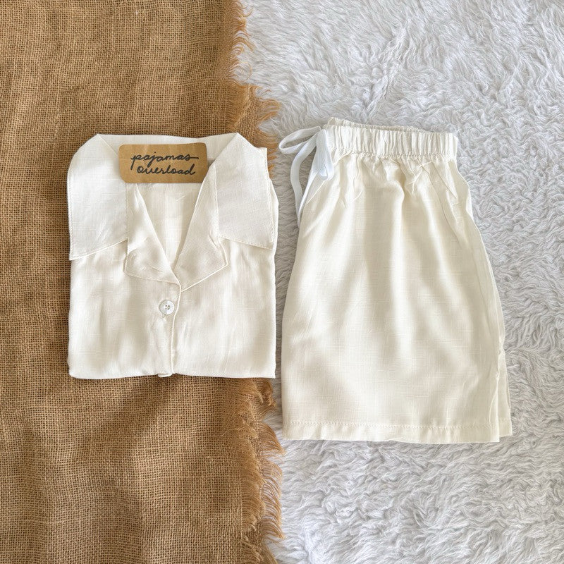 JOY | soft linen shortsleeves buttondown + shorts | PajamasOverload