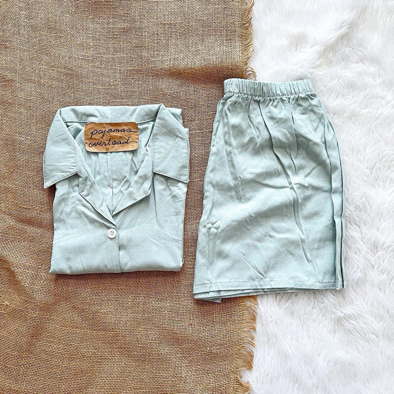 JOY | soft linen shortsleeves buttondown + shorts | PajamasOverload