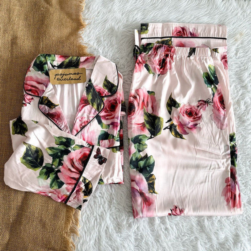 ALTHEA | silk satin longsleeves + pants sleepwear pajama set | PajamasOverload