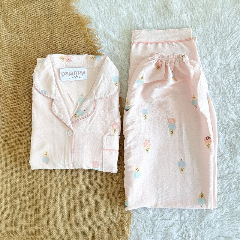 TINA | crumpled shortsleeves top + pants sleepwear pajama set | PajamasOverload