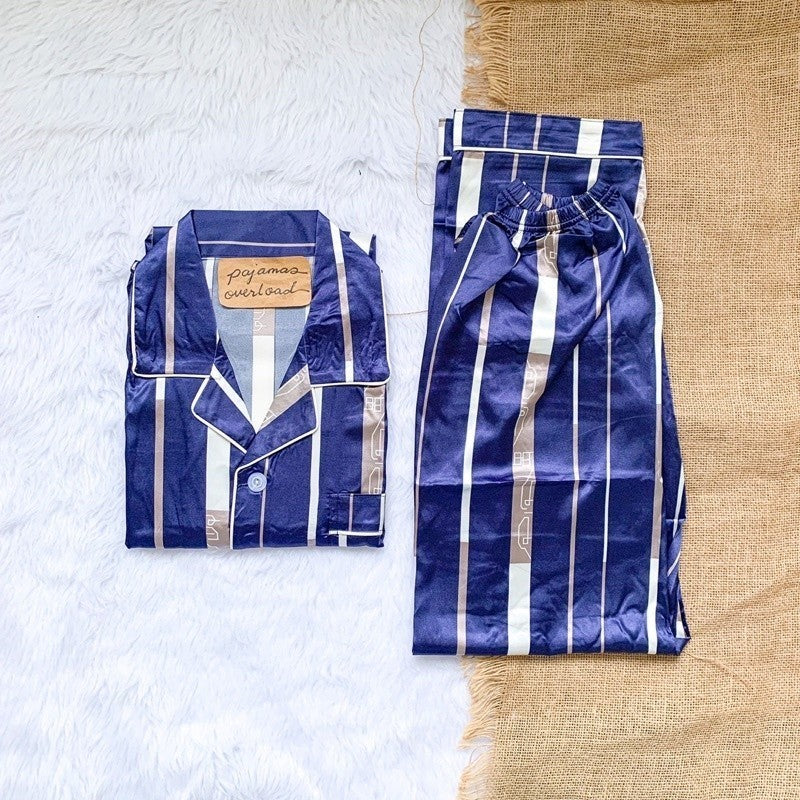 MIKE SATIN | men’s satin shortsleeves + pants sleepwear pajama set | PajamasOverload