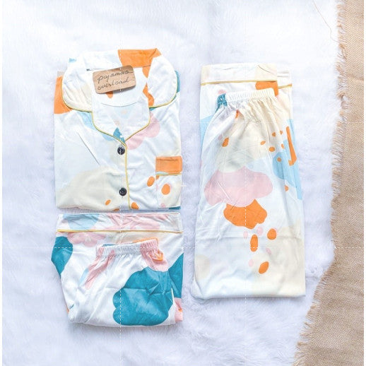 MARSHALL | polycotton 3in1 shortsleeves + shorts + pants pajama sleepwear set | PajamasOverload