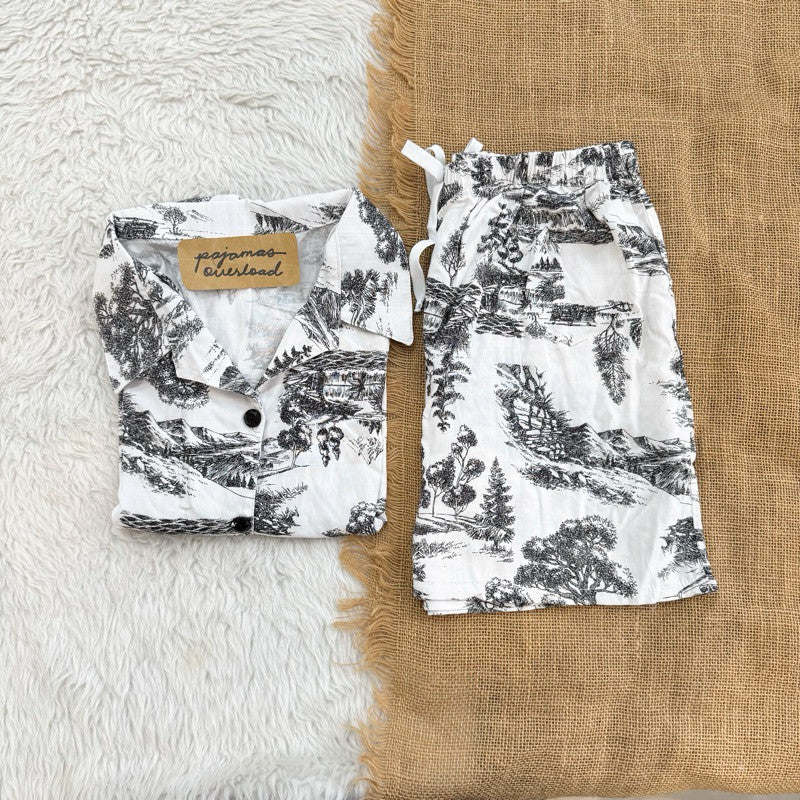 JOY LIMITED PRINT | challis/softlinen shortsleeves + shorts sleepwear pajama set | PajamasOverload
