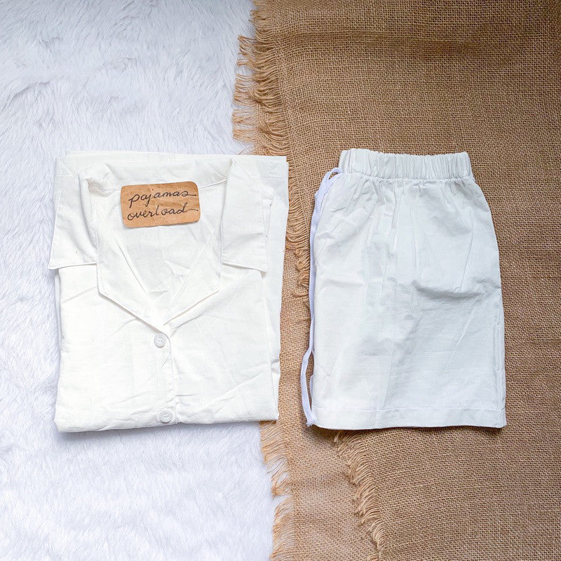 JOY | soft linen shortsleeves buttondown + shorts | PajamasOverload